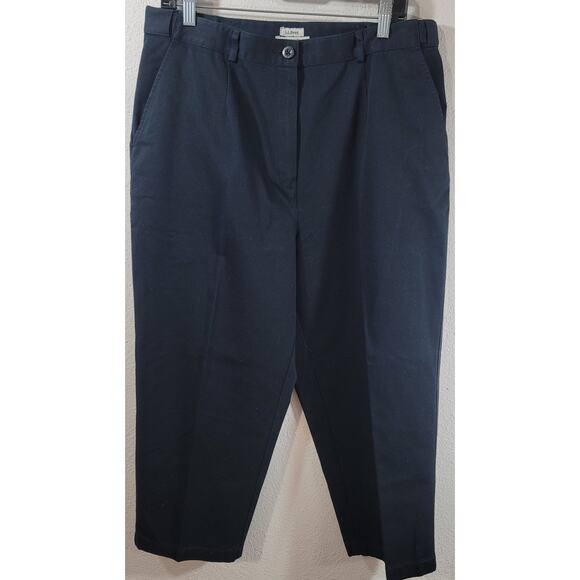 L.L. Bean Black Pleated Front Original Fit Dress Pants 16 Lightweight Soft - Picture 1 of 6